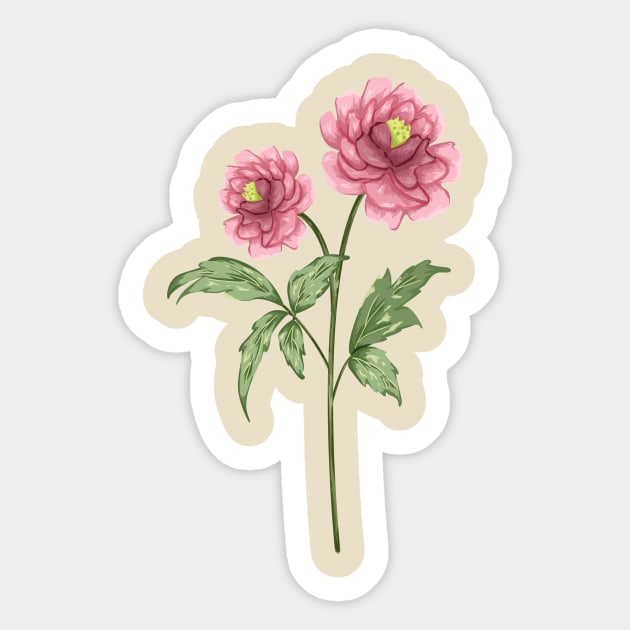 Pink Peony 1 Botanical Sticker by Salfiart